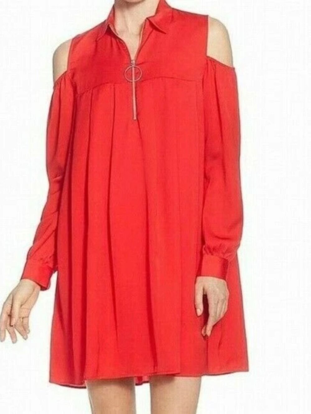 Catherine Malandrino Massima Cold Shoulder Dress In Lipstick Red